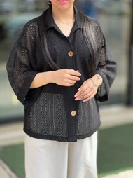 شومیز دکمه چوبی 882