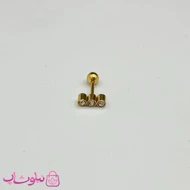 پیرسینگ گوش دخترانه طرح سه نگین سفید