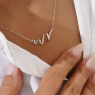 گردنبند نقره مدل موج با نگین زیرکونیا(Zirconia)
