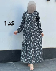 ساحلی فلور سفید مشکی یقه بند دار 6088