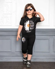 بلوزشلوارک مشکی دخترانه بابونه