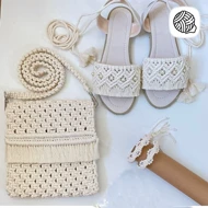 ست کیف و صندل زنانه مکرومه بافی مدل نورا