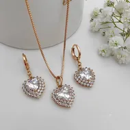 نیم ست قلب نگین‌دار ژوپینگ کد 252