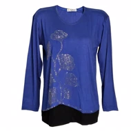 بلوز زنانه مجلسی ویسکوز طرح گل نگین‌دار