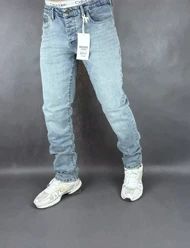 شلوار مردانه اسلیم فیت آبی ساده 129