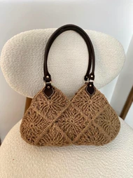 کیف دست بافت موتیفی رافیا