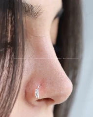 پیرسینگ فیک بینی نقره سه نگین