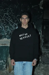 هودی مشکی اسپرت طرح نوشته Why So Serious- فواصل