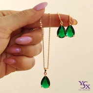 نیمست اشکی زمردی YSX (با زنجیر)