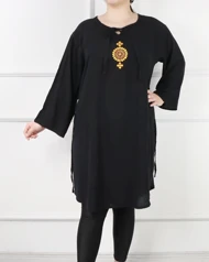 تونیک نخی گلدوزی مشکی محرمی 6974