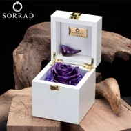 باکس چرمی گل و پرنده تک خونه / گل رز بنفش کهکشانی