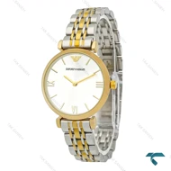 ساعت امپریو آرمانی زنانه دورنگ طلایی ایندکس خط Armani-7859-L