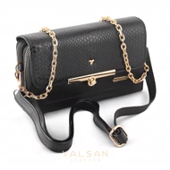 کیف دوشی زنانه چرم یلسان مدل لیندا کد106-MRV (مشکی)