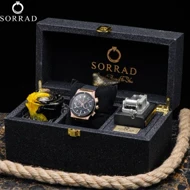 باکس هدیه موزیکال کهکشانی مشکی سه خونه / گل رز زرد-مشکی