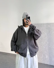 سویشرت دو زیپ ذغالی برند bershka🐈⬛