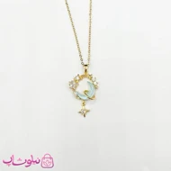 گردنبند زنانه استیل طرح ماه و ستاره آبی