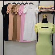 ماکسی آستین پفی جلو چشمی جنس کبریتی مناسب سایز 36 تا 46