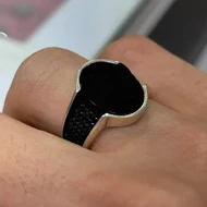 انگشتر نقره مردانه ترک عقیق سیاه (سنگ اونیکس)(Onyx)