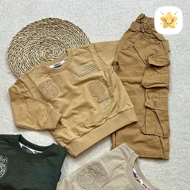 بلوز شلوار پسرانه کتان کارگو جنس فوق العاده عالی مناسب 2 تا 10 سال