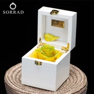 باکس چرمی گل و پرنده تک خونه / گل رز زرد کهکشانی