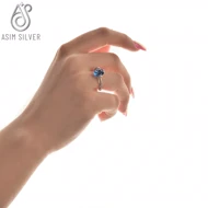 انگشتر نقره نگین یاقوت کبود a46