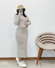 ست کراپ دامن بافت