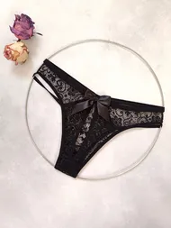 شورت توری مشکی جلو باز(فری سایز)