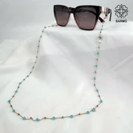 بند عینک طرح سنگ آکوامارین