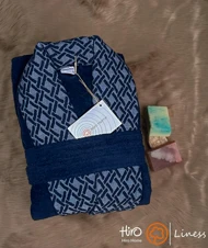 حوله تن پوش بلو طرح لاین رنگ سرمه ای