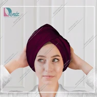 حوله سر طرح ساده مدل کلاه پیچ رنگ سماقی