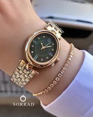 ساعت هومیس زنانه / ساده بند استیل رنگ رزگلد صفحه سبز
