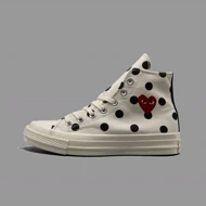 کانورس پلی خال‌خالی سفید ساق‌دار Converse Cdg Play White Polka Dot Hightop