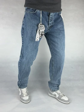 شلوار مام فیت مردانه آبی ساده 146