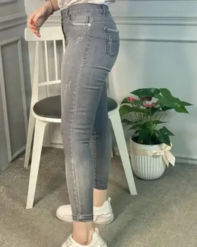 شلوار لی طوسی و دودی سوپرکش قد 90 و 95 و 100