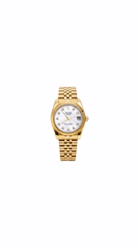 ساعت رولکس دیت جاست زنانه تمام طلایی صفحه سفید ایندکس نگین Rolex Datejust