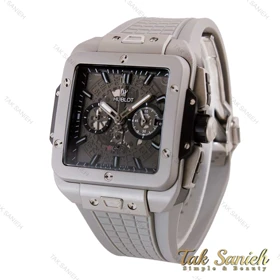 ساعت هابلوت مردانه مربعی سه موتوره طوسی پشت شیشه ای Hublot-4997-G