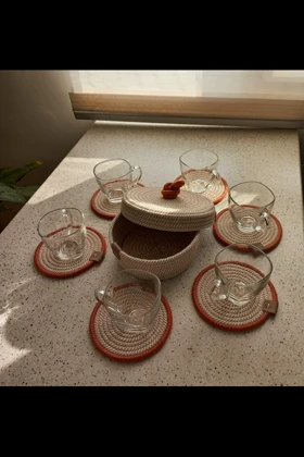 زیر لیوانی6 عددی همراه باکس درب دار