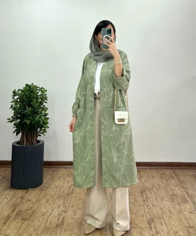 مانتو بلند جلو دکمه ژاکلین