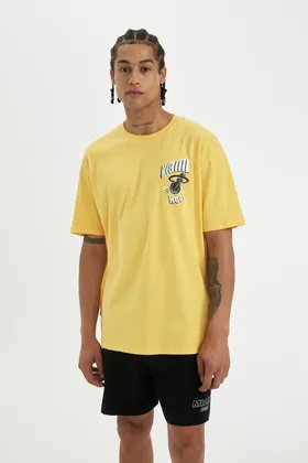 تیشرت آستین کوتاه چاپی DeFactoFit NBA Miami Heat Boxy Fit Crew B9888AX24SM