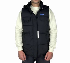 جلیقه پافر (بادی) کلاهدار مردانه - مشکی - مدل جیبدار تاکتیکال