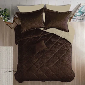 روتختی مینیمال مخمل طرح لوزی قهوه ای تیره کد 101200