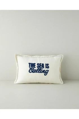 کوسن پرشده English Home مدل The Sea Is Calling پنبه و پلی‌استر - سرمه‌ای-بژ