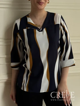 شومیز یقه کوبایی طرحدار