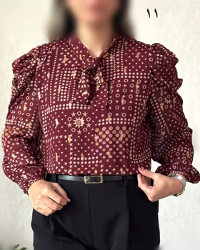 شومیز حریر آستین پفی 6