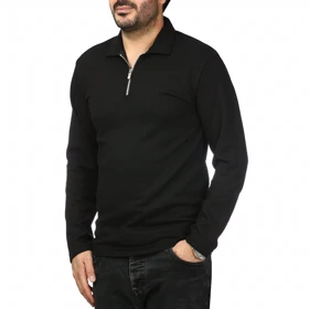 پولوشرت آستین بلند نیم زیپ مردانه سیزر مدل 1550453