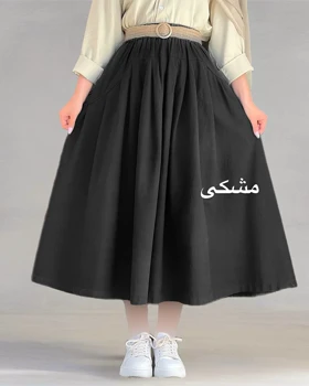 دامن لینن کمر کش فری سایز تا 48