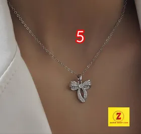 گردنبند استیل زنانه نگینی طرح جواهر