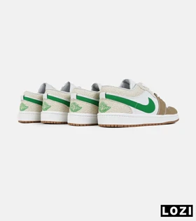 کفش کتانی مردانه و زنانه سفید کرم سبز NIKE jordan 1 مدل 7455