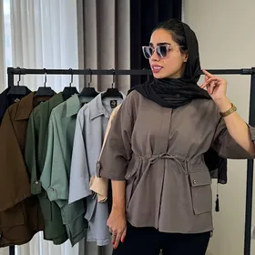 مانتو کتان بهارانه کمر گتدار