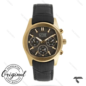 ساعت کرست مردانه 6379-2 فول دیت طلایی مشکی Crest-11066-G
